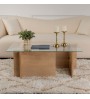 Τραπεζάκι σαλονιού γυάλινο χρώμα honey oak 105x65x40εκ.