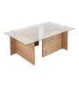 Τραπεζάκι σαλονιού γυάλινο χρώμα honey oak 105x65x40εκ.