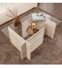 Τραπεζάκι σαλονιού γυάλινο χρώμα travertine 105x65x40εκ.