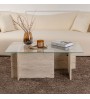 Τραπεζάκι σαλονιού γυάλινο χρώμα travertine 105x65x40εκ.