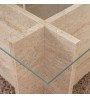 Τραπεζάκι σαλονιού γυάλινο χρώμα travertine 105x65x40εκ.