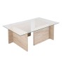 Τραπεζάκι σαλονιού γυάλινο χρώμα travertine 105x65x40εκ.