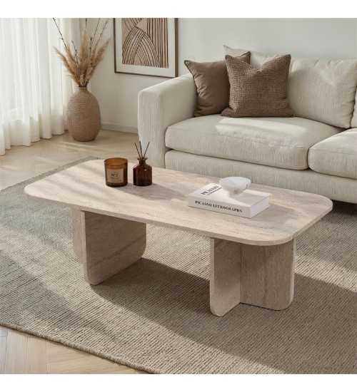 Τραπεζάκι σαλονιού χρώμα travertine 120x60x41,4εκ.