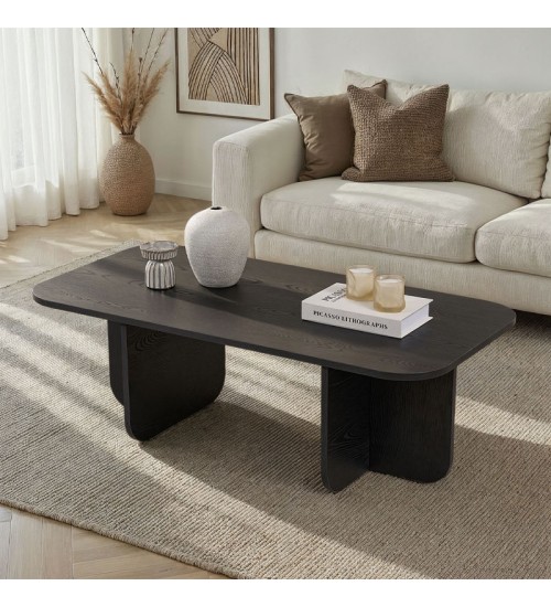 Τραπεζάκι σαλονιού χρώμα black wood 120x60x41,4εκ.