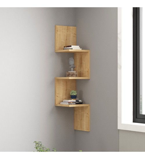 Ραφιέρα τοίχου γωνιακή χρώμα sapphire oak 25x25x105,4εκ.