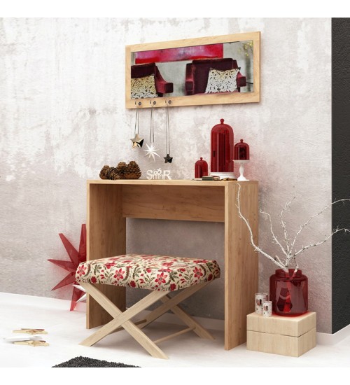 Κονσόλα με καθρέπτη χρώμα oak 80x30x82εκ.