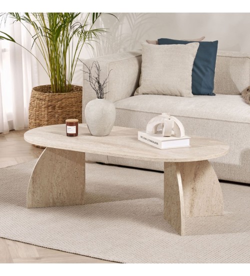 Τραπεζάκι σαλονιού χρώμα travertine 120x60x40εκ.