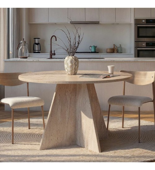 Τραπέζι χρώμα travertine Ø120x75εκ.