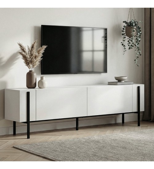 Έπιπλο τηλεόρασης χρώμα λευκό 180x30x45,5εκ.