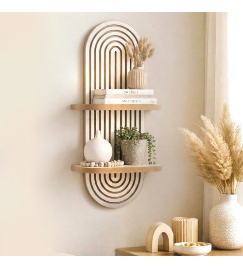 Ραφιέρα τοίχου χρώμα λευκό - oak 26x13x70εκ.