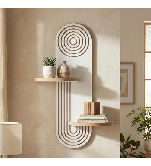 Ραφιέρα τοίχου χρώμα λευκό - oak 46x13x70εκ.