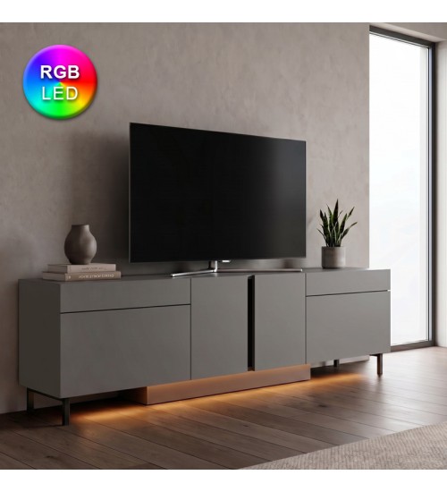 Έπιπλο τηλεόρασης με Led Rgb χρώμα ανθρακί 180x32x50εκ.