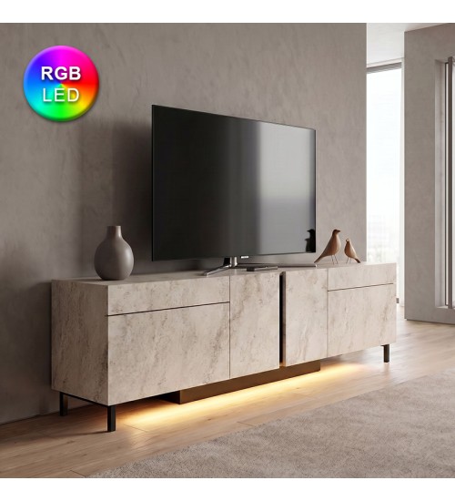 Έπιπλο τηλεόρασης με Led Rgb χρώμα travertine 180x32x50εκ.