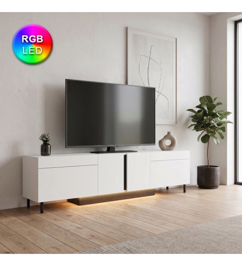 Έπιπλο τηλεόρασης με Led Rgb χρώμα λευκό 180x32x50εκ.