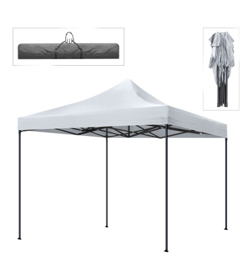 Κιόσκι - Gazebo πτυσσόμενο μεταλλικός σκελετός - αδιάβροχο ύφασμα χρώμα λευκό 3x3x3,10m.