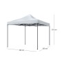 Κιόσκι - Gazebo πτυσσόμενο μεταλλικός σκελετός - αδιάβροχο ύφασμα χρώμα λευκό 3x3x3,10m.