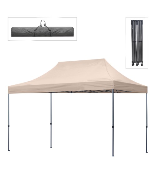 Κιόσκι - Gazebo πτυσσόμενο μεταλλικός σκελετός - αδιάβροχο ύφασμα χρώμα της άμμου 3x4,5x3,20m.