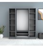 Ντουλάπα ρούχων τετράφυλλη με συρτάρια χρώμα ανθρακί 160x51,8x181εκ.