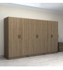 Ντουλάπα ρούχων εξάφυλλη χρώμα καρυδί 300x60x181εκ.