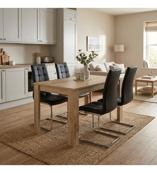 Σετ τραπεζαρία 5τμχ Darlen - χρώμα sapphire oak - μαύρο 125x72x74εκ.