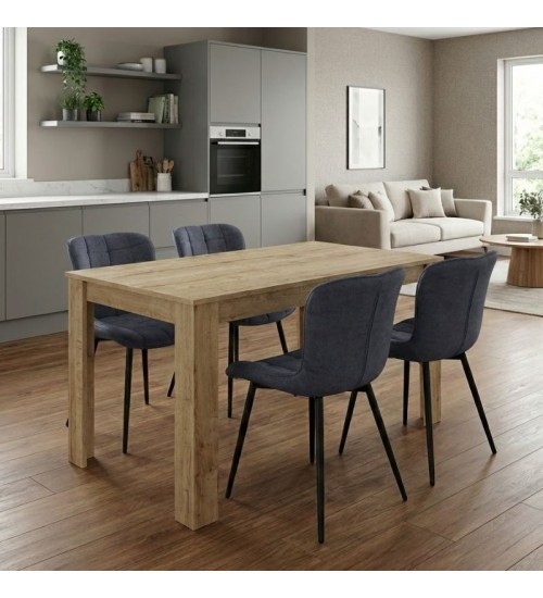 Σετ τραπεζαρία 5τμχ Darlen - χρώμα sapphire oak - ανθρακί 125x72x74εκ.
