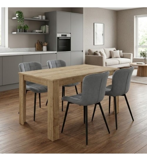 Σετ τραπεζαρία 5τμχ Darlen - χρώμα sapphire oak - γκρι 125x72x74εκ.