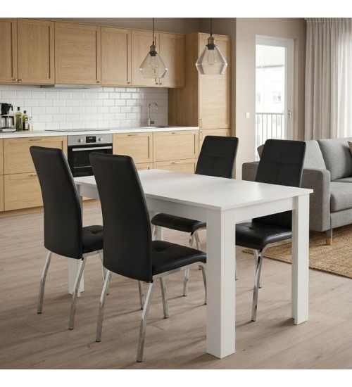 Σετ τραπεζαρία 5τμχ Darlen - χρώμα λευκό - μαύρο 125x72x74εκ.