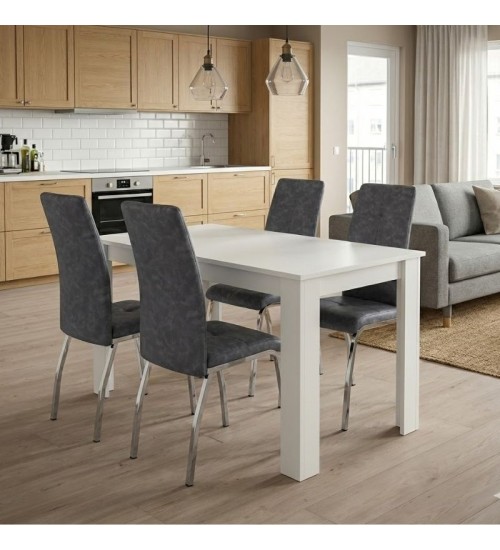 Σετ τραπεζαρία 5τμχ Darlen - χρώμα λευκό - γκρι 125x72x74εκ.