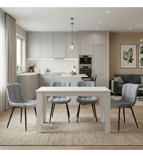 Σετ τραπεζαρία 5τμχ Darlen - χρώμα λευκό - γκρι 125x72x74εκ.