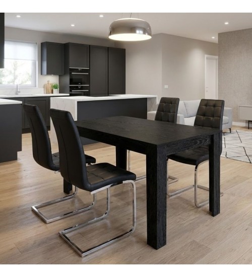 Σετ τραπεζαρία 5τμχ Darlen - χρώμα sencron black - μαύρο 125x72x74εκ.