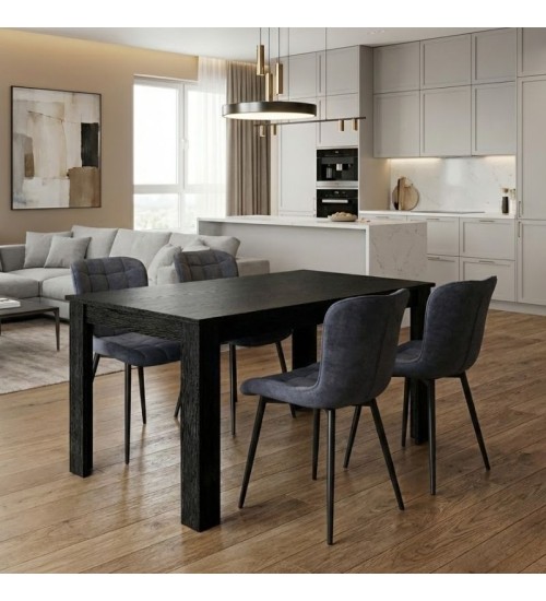 Σετ τραπεζαρία 5τμχ Darlen - χρώμα sencron black - ανθρακί 125x72x74εκ.