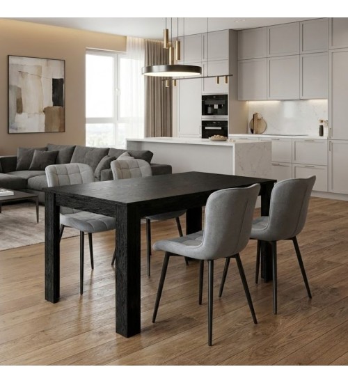 Σετ τραπεζαρία 5τμχ Darlen - χρώμα sencron black - γκρι 125x72x74εκ.