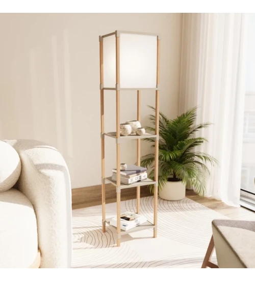 Φωτιστικό δαπέδου ξύλινο-πλαστικό χρώμα μπεζ 29x25x137εκ.