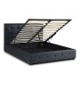Κρεβάτι από τεχνόδερμα με αποθηκευτικό χώρο Μαύρο