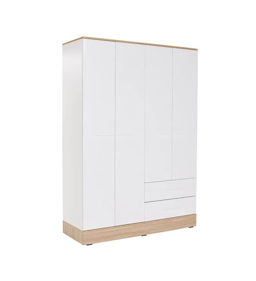 Ντουλάπα ρούχων τετράφυλλη σε χρώμα Λευκό-Sonoma 137x52x198εκ.