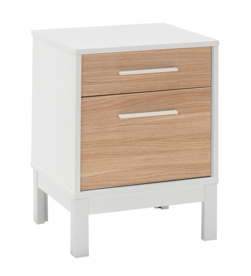 Κομοδίνο χρώμα λευκό-δρυς 45x41x60εκ.