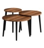 Τραπεζάκι σαλονιού σετ 3 τμχ χρώμα καρυδί Φ60x46εκ.