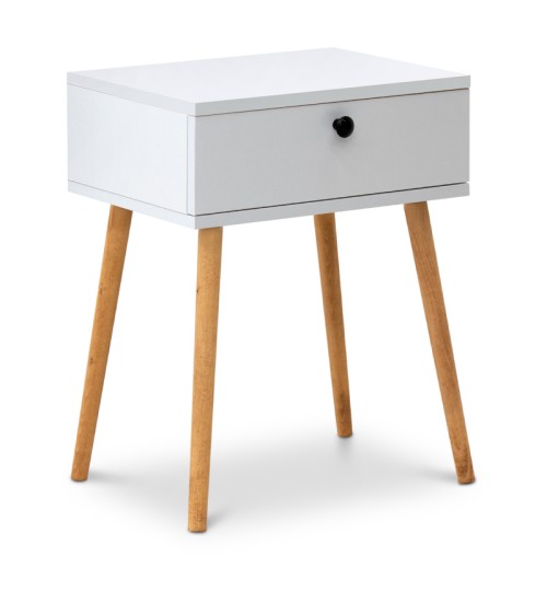 Κομοδίνο Λευκό με Πόδια σε Φυσική απόχρωση 45x35εκ.