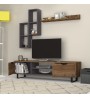 Σύνθεση τηλεόρασης χρώμα Καρυδί - Γκρι 160x35x40εκ.