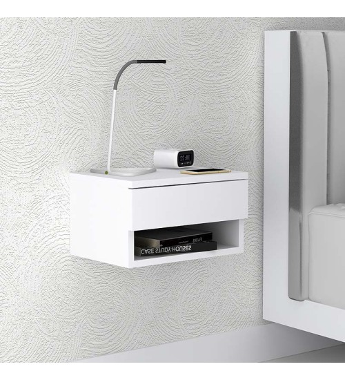 Κομοδίνο Επιτοίχιο χρώμα Λευκό 40x30εκ.