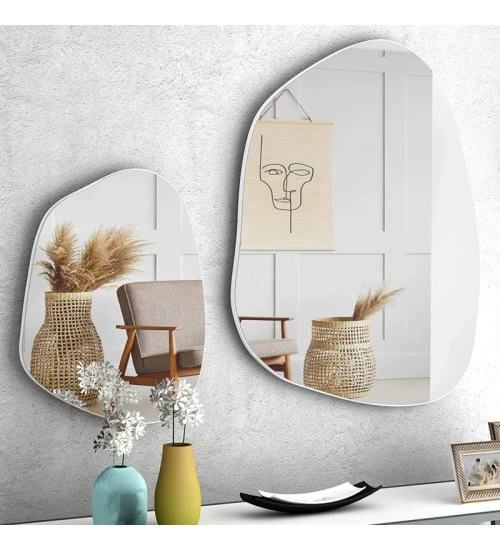 Σετ καθρεφτών τοίχου 2 τμχ. χρώμα λευκό 100x80x2,2εκ.