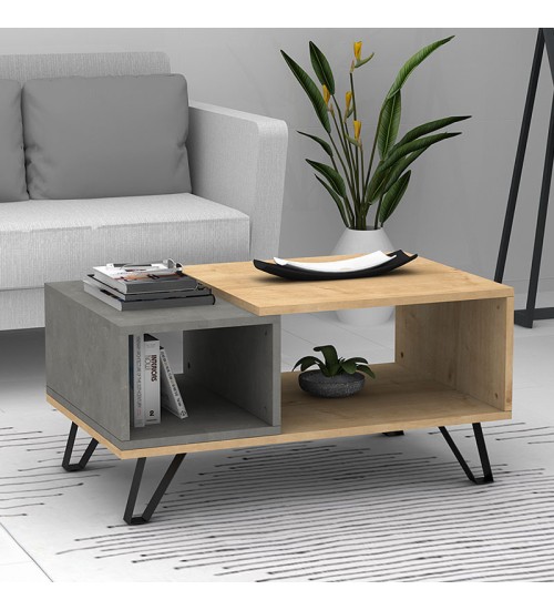 Τραπεζάκι σαλονιού χρώμα Γκρι - Sonoma 90x55x44εκ.