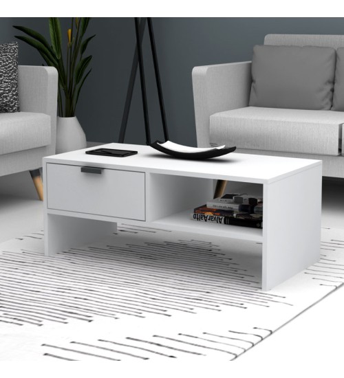 Τραπεζάκι σαλονιού χρώμα λευκό 100x50x42εκ.