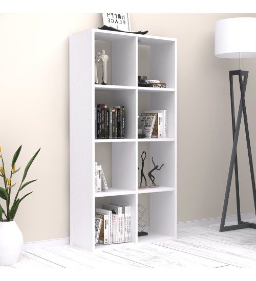 Βιβλιοθήκη χρώμα λευκό 69,8x29x142εκ.