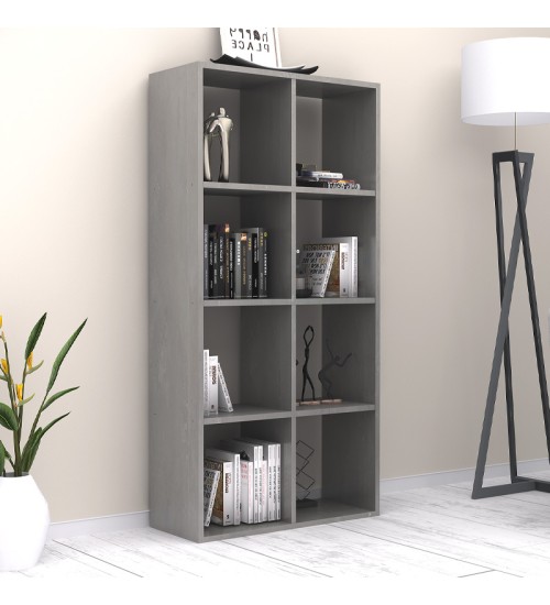 Βιβλιοθήκη χρώμα γκρι σκυροδέματος 69,8x29x142εκ.