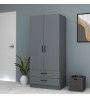 Ντουλάπα ρούχων δίφυλλη χρώμα ανθρακί 80x51,8x181εκ.
