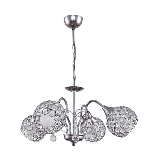 Φωτιστικό οροφής Ε27 μεταλλικό τετράφωτο χρώμα ασημί 58x58x61εκ.