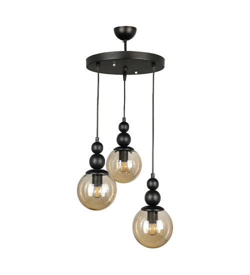 Φωτιστικό οροφής Ε27 μεταλλικό τρίφωτο χρώμα μαύρο 30x30x85εκ.