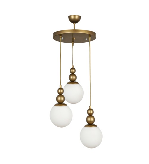 Φωτιστικό οροφής Ε27 μεταλλικό τρίφωτο χρώμα χρυσό 30x30x85εκ.