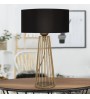 Φωτιστικό επιτραπέζιο Μεταλλικό-Υφασμάτινο χρώμα Χρυσό-Μαύρο